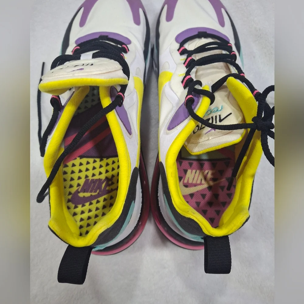 Nike Air Max 270 React in Yellow, Purple, and Teal.Size 9.5 - Picture 6 of 10